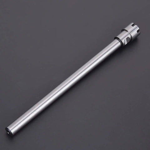 Heavy Duty Er11m 150L Collet Chuck Holder With Straight Shank Extension For Lathe And Cnc Milling Tools showing a silver shank.