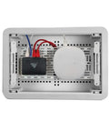 Five Inch Universal Mounting Plate With 1.5 Inch Elevation For Routers Modems And Network Hubs Inside Structured Wiring Panels White mounted with network gear.