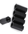 Order 100 M3 Female To Female Hex Nylon Standoff Spacers Black Pillars For Circuits And Machinery Mounting showing black hex nylon standoffs.