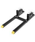 Heavy Duty Clamp On Pallet Forks For Tractor Loader 4000 Lb Capacity with Adjustable Stabilizer Bar, Black and Yellow, 60 Inch