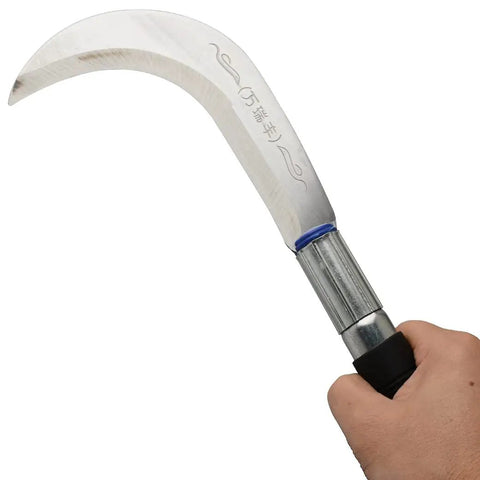 Multipurpose Gardening Sickle With Manganese Steel Blade And Stainless Steel Handle Black Rubber Grip For Cutting Grass Vines Branches Weeds Edging Lawns And Underbrush