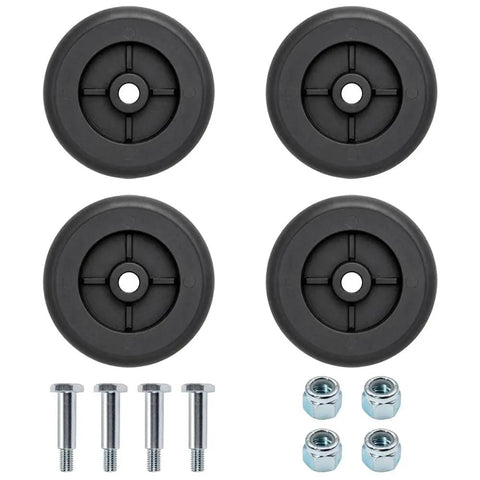 Deck Wheel Nut And Bolt Kit For 600 700 800 900 Series Mowers Beefed-Up Heavy Duty Replacement With Five Inch Deck Wheels One Half Inch Lock Nuts Five Eighth Inch Shoulder Fits ZTrak And Hydro Walk Behind, four wheels and bolts