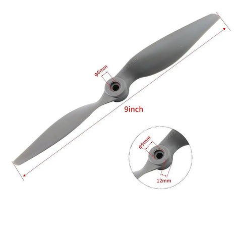 Nine-inch propeller with adapter rings shown, part of Eight Pack CCW Gemfan APC Nylon Propellers 9060 For RC Airplanes With Adapter Rings Pro Grade