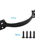 4 Pack Vintage Black Gate Handles Curved Pulls For Barn Doors Cabinets And Furniture 5.4 Inch Heavy Duty Hardware With Mounting Screws