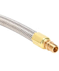 Rock Solid Heavy Duty 13 Inch Stainless Steel Tire Inflator Hose Adapter M8 Thread Braided Extension, close-up of brass fitting