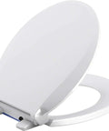 Cachet Nightlight Q3 PB Toilet Seat With No Slam Quiet Close Round White Grip Tight Bumpers For Stable Use Quick Release Hinges