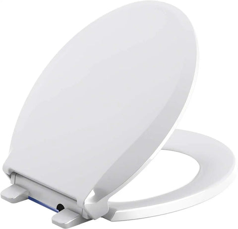 Cachet Nightlight Q3 PB Toilet Seat With No Slam Quiet Close Round White Grip Tight Bumpers For Stable Use Quick Release Hinges