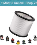 2 Pack Replacement Filters For Wet Dry Vacuums 5 Gallon To 12 Gallon And Up Reusable Washable Cartridge Filters Durable Compatible With 90304 90333 90350 Great For Home Garage Shop Use