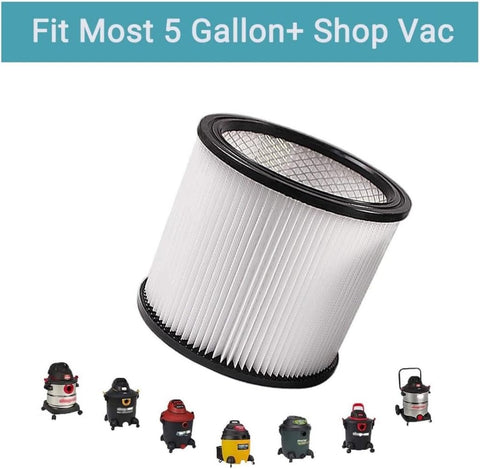 2 Pack Replacement Filters For Wet Dry Vacuums 5 Gallon To 12 Gallon And Up Reusable Washable Cartridge Filters Durable Compatible With 90304 90333 90350 Great For Home Garage Shop Use
