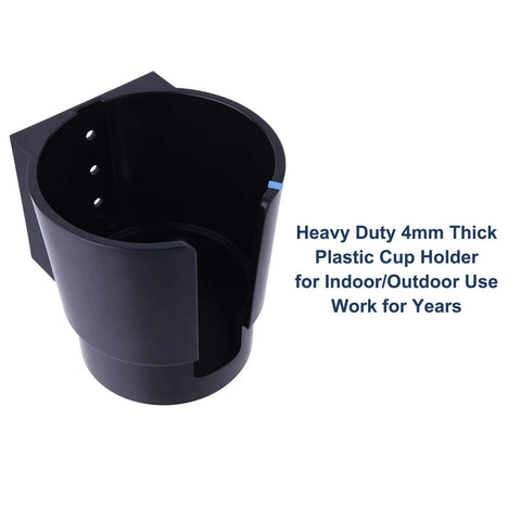 Heavy Duty Cup Holder Wall Mount Pack Of 2 for Boats Cars Trucks RVs, black 4mm ABS plastic, universal drink holder