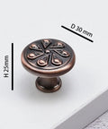 Antique Copper Round Cabinet Knob, 30mm diameter, zinc alloy decorative pull handle, part of 5 pack for drawers and wardrobes