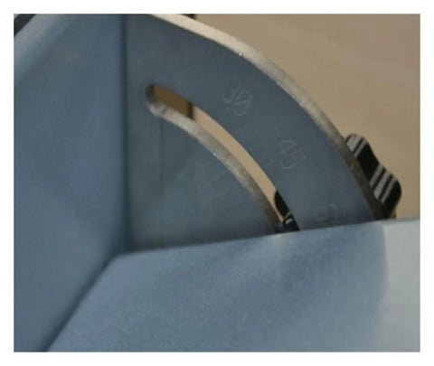 Detailed view of angle adjustment dial on Shop Grade Workhorse Hot Bender Machine for precise bending of PVC sheets.