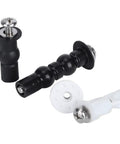 Universal Toilet Seat Bolt Replacement Kit In Stainless Steel Heavy Duty Gear for secure fit with black and white components.