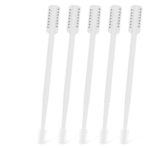 5 white cleaning brushes for 5 Piece 2 In 1 Nose Hair Cutter Set With Double Sided Trimmer Portable 360 Degree Rotating Manual Nasal Hair Groomer