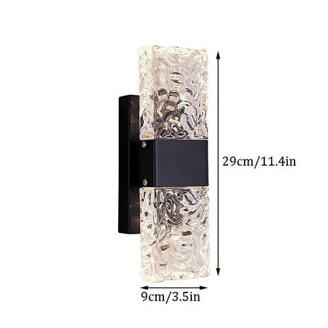 EDFGVH Glass Lampshade Wall Lamps LED Light Source Sconces 11.4in Bedside Decorative(Gray) in clear glass and black metal.