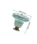 Side view of Six Piece Retro Ceramic Cabinet Knob Set With Vintage Floral Pattern Sky Blue Porcelain Drawer Pulls