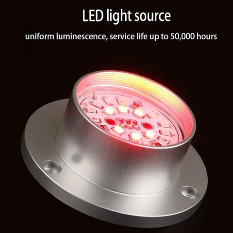 Close-up of LED light source in Heavy Duty 12V 24V Industrial Alarm Light with Three Color Warning Aluminum Alloy Signal Tower.