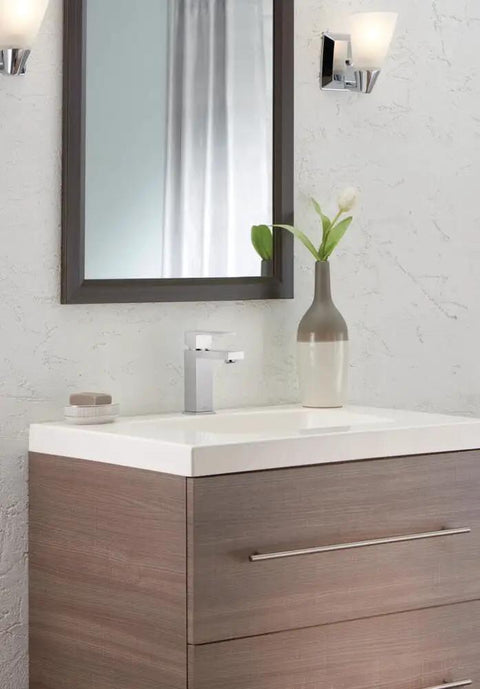 Modern Chrome One Hole Bathroom Faucet With Push Pop Drain For Vanity Sink No Fuss Install in sleek bathroom setting.