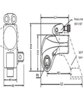 Technical drawing of Heavy Duty Hydraulic Square Drive Torque Wrench With Electric Pump, showing dimensions and part features.