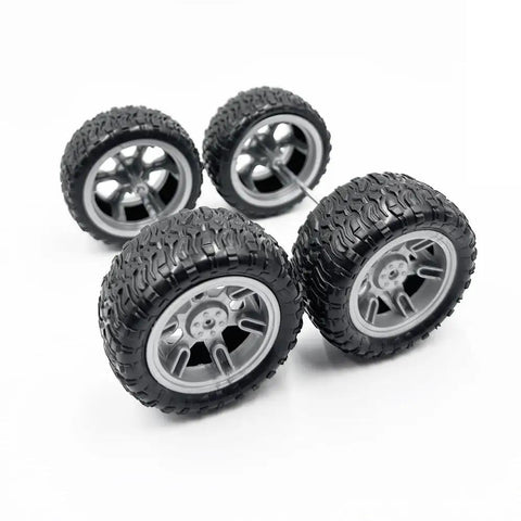 4 Piece 60mm Toy Car Wheel Set With Rubber Tires And 3mm Shafts for RC Cars Trucks Robots And DIY Model Projects Rad Replacement Part