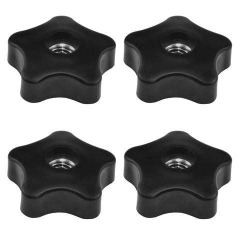 4 Pack 5/16-18 Female Thread Knob T Handle Black Nylon Five Star Head Clamping Nut Knobs Set With Stainless Steel Insert