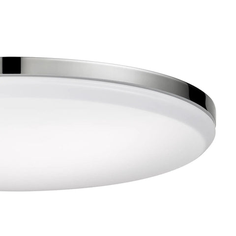 Ultra Slim 14 Inch LED Flush Mount Ceiling Light in Chrome with Frosted Shade, side view