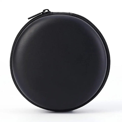 Hard Protective Earphone Case For Earbuds And Headphones Ultra Compact Carrying Pouch Dustproof Water Resistant Round Black Design