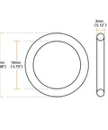 Nitrile Rubber O Rings 25mm OD 19mm ID 3mm Cross Section Sealing Gasket Pack Of 10 Built To Last Tough Seal For Plumbing Machinery And Diy Projects, size diagram