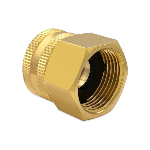 Brass Garden Hose Adapter 3/4 Inch NPT Female To 3/4 Inch GHT Female Connector Durable DIY Ready Outdoor Water Hose Fitting For Quick Connects Leak Proof Heavy Duty Plumbing Accessory For Garden And Yard, brass, threaded end