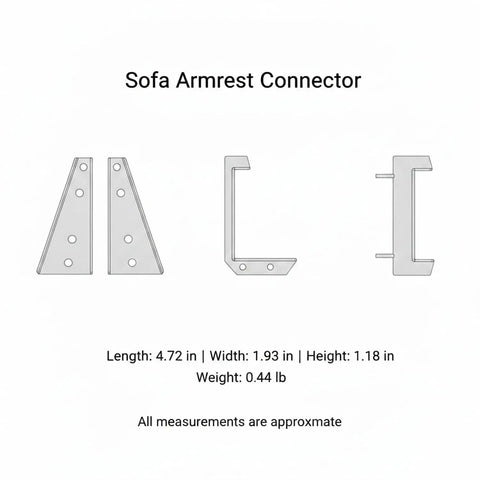 Beefed-Up Heavy-Duty Sofa Armrest Connector Kit With Carbon Steel Snap Buckle Bracket For Loose Arms, 4.7 x 1.9 x 1.2 in, Silver, 2-Pack diagram