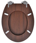 Two Pack Heavy Duty Wood Toilet Seats Featuring Hella Smooth Soft Close Lids And Zero Slam Design In Slick Dark Brown Finish, top view.