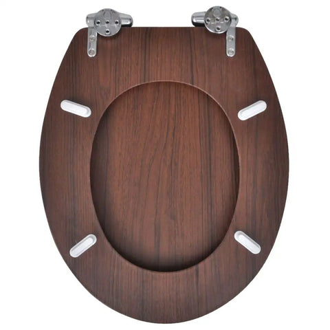 Two Pack Heavy Duty Wood Toilet Seats Featuring Hella Smooth Soft Close Lids And Zero Slam Design In Slick Dark Brown Finish, top view.