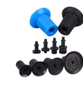 Industrial Single-Layer Vacuum Sucker For PE Film Bag Opening With F18 22 26 F33 Series Suction Nozzle Yx Pneumatic Pads. Black and blue vacuum nozzles and pads.