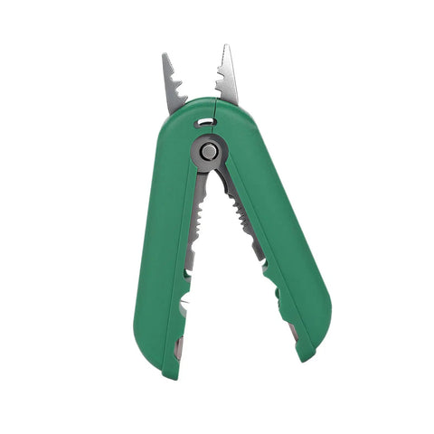 Compact Palm Sized Multifunctional Cable Stripper For Networking Cables Lightweight Wire Stripping Tool For Cat5 And Cat6 Ethernet Installations durable green handheld tool with stainless steel edges.