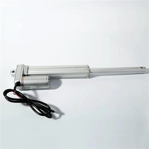 Heavy Duty 12V And 24V Electro Hydraulic Cylinder Linear Actuator with silver motor and black wires, ideal for automation tasks.