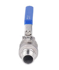 Badass 3/4 Inch 304 Stainless Steel Ball Valve With Npt Male Threads Top Shelf Rust Proof Design For Water And Oil Lines, front view.