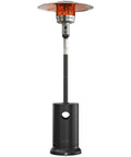50,000 BTU Outdoor Patio Heater With Round Table Design, Double Layer Stainless Steel Burner, Wheels, Triple Protection System, ETL Certified, Heats Up To 18 Feet, Ideal For Home And Backyard Use, Black