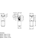 Technical blueprint of Beefy Torque 35RPM 6V DC Gear Motor With Worm Geared Reduction 1218GEN20, showing dimensions and design.
