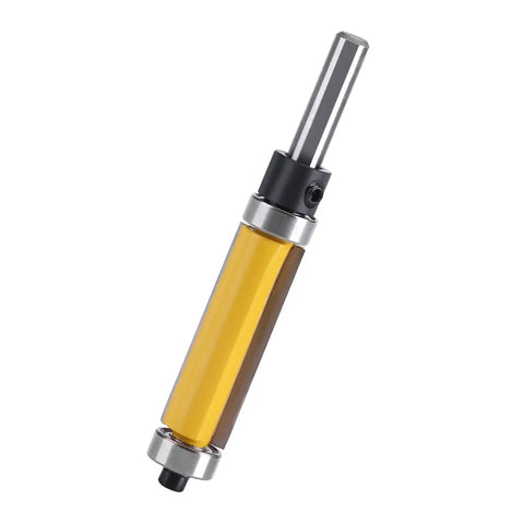 Top Notch Flush Trim Router Bit With Dual Bearings And 1.5 Inch Carbide Blade for precision woodworking projects on plywood and laminates.