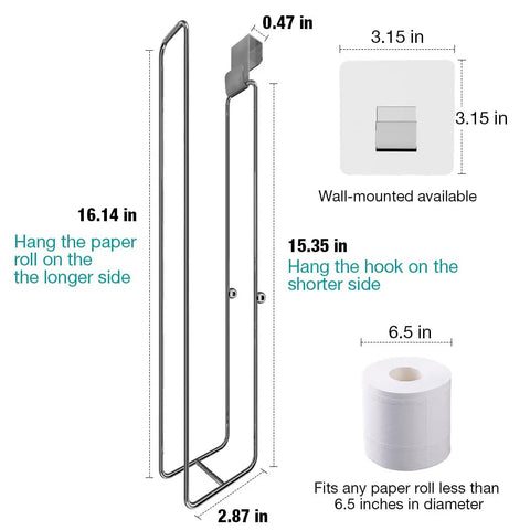 Over The Tank Toilet Paper Storage Holder For Four Rolls And Mega Rolls Up To Six Point Five Inches Diameter Stainless Steel measurements