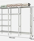Rock Solid Portable Closet Organizer With 25 Mm Steel Pipes Hella Spacious Wardrobe Rack showcasing steel frame and multiple shelves.