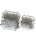 Two Piece Brick Form Concrete Mold Set For DIY Patio Garden Walkway Projects showing large and small molds with beveled edges and smooth corners.