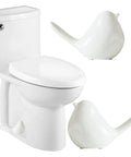Ceramic Bird Toilet Bolt Covers Set Of Two Decorative Floor Caps Hide Rusty Screws For Bathroom Upgrade White Screw Sleeves next to toilet.