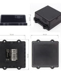 Premium GPS Vehicle And Asset Tracker Featuring Rock Solid Magnetic Mount, waterproof rugged black case, dimensions 84.60mm x 92.53mm.