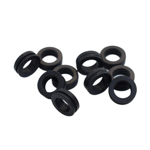 Top-Shelf Rotary Spring Seal PTFE V-Spring NBR O-Ring 10x16x5.5mm collection of black gaskets for hydraulic machinery applications.