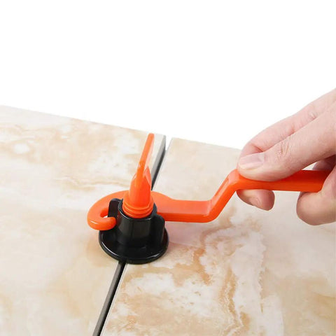 Tile Leveling System 200pc Pack Reusable Tile Levelers And Spacers For Walls And Floors With Handy Wrench in use