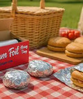 Heavy Duty Aluminum Foil Roll With Sturdy Corrugated Cutter Box for picnic wrapping, 12 Inch by 300 Square Feet, burgers wrapped, outdoor use.