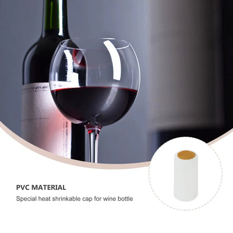 100 Pack White Pvc Heat Shrink Bottle Caps Wine Sealing Film Liquor Capsule Wraps For Spirits And Homebrew 1.2 X 2.4 Inch with red wine.