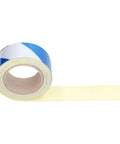 Roll of Two-Pack Safety Warning Stripe Tape 2-Inch By 98-Foot High-Visibility Self-Adhesive Floor Marking Tape showing adhesive side