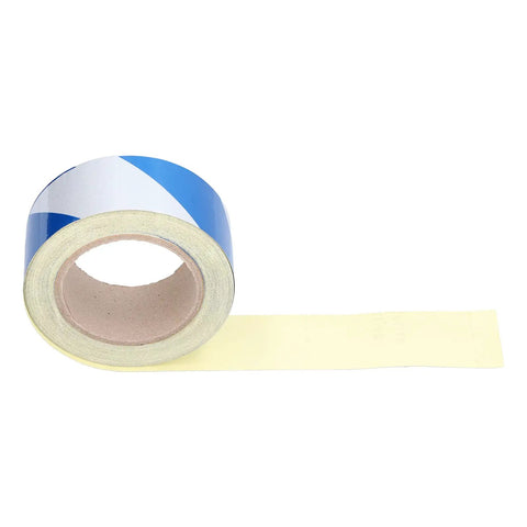 Roll of Two-Pack Safety Warning Stripe Tape 2-Inch By 98-Foot High-Visibility Self-Adhesive Floor Marking Tape showing adhesive side